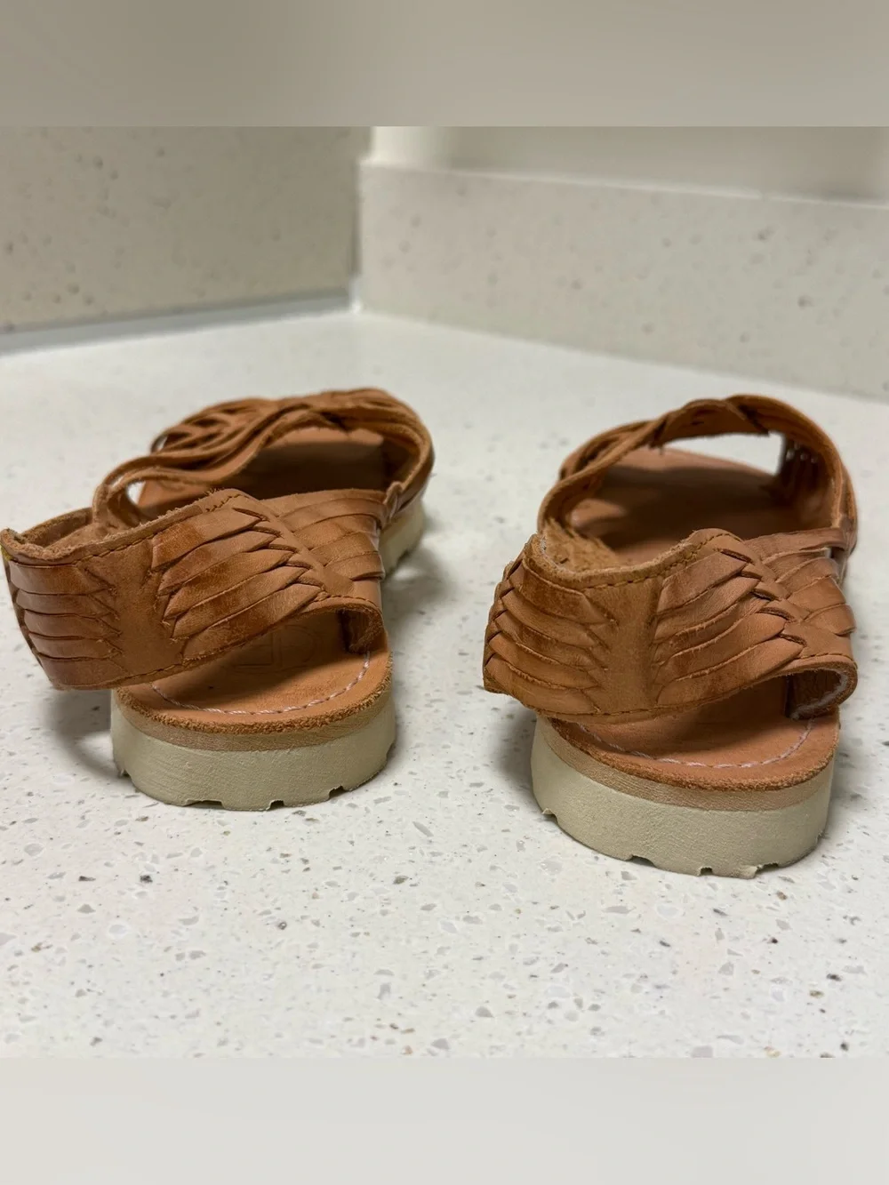 Women’s Braided Leather Sandals in Tan